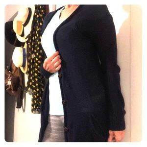 Long navy blue cardigan